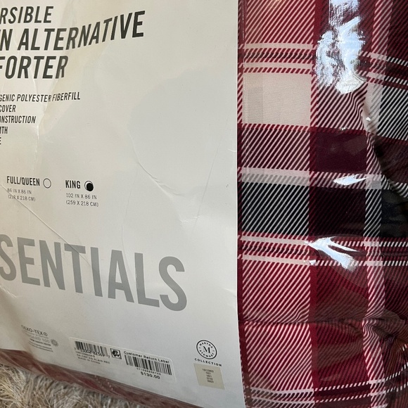 Martha Stewart King Reversible Red Plaid Comforter - Picture 2 of 2